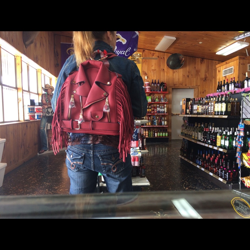 Trendy Leather Jacket Backpack Purse
